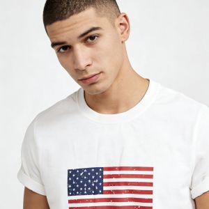 PAZHAOLANG | Plus Size USA Flag Short Sleeve T-Shirt Thin Casual Summer Shirt