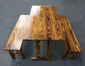 Fire Wood Outdoor Desk-Chair Solid Wood Dining Table and Chair Snack Table Square Barbecue Bar Table and Chair Restaurant Bistro Table and Chair