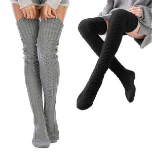 Womens Cable Knitted Thigh High Boot Socks Extra Long Winter Stockings Over Knee Leg Warmers