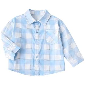 Hamqi | Áo Sơ Mi Dài Tay Phong Cách Caro Mới Cho Bé Trai Mùa Xuân-Thu 100% Cotton