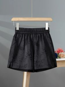 Black Casual Floral Short Pants Womens Loose Fit A-Line Wide Leg Five-Quarter Length for Pear Shaped Body plus Size Trousers