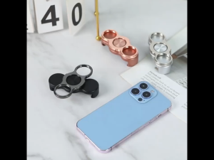 Foldable Rotation Phone HolderDouble-Ring 3-Finger Back Clip Holder for Magnetic Car Mount Desk