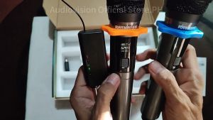 RAYHAYES Rechargeable Wireless Microphone Dual Handheld Microphone with Receiver Dynamic Microphone for Karaoke