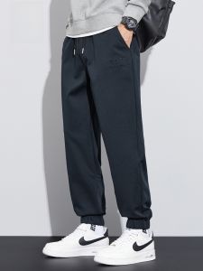 ROMON | Romon Mens Casual Pants Autumn Winter 2023 Trendy Brand Sweatpants Cuffed Loose Elastic Sport Long Pants Youthful Style