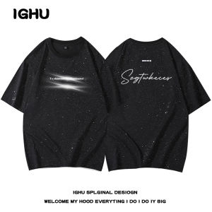 American Style Short Sleeve T-Shirt Mens Summer Trendy Streetwear Couples Half Sleeve Top Youth Pop Culture round Neck Cotton