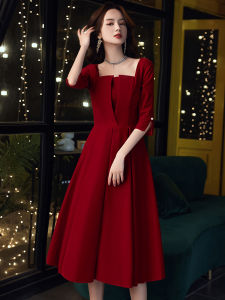 ชุดราตรีผ้ากำมะหยี่ไซส์ใหญ่ 2024 ชุดแต่งงานสีแดง ชุดราตรีกระชับสัดส่วน ชุดราตรีผู้หญิงไซส์ใหญ่ ชุดราตรีผ้ากำมะหยี่