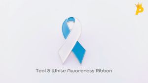 THE PIN EMPIRE Teal & White Ribbon Double-Sided 3D Enamel Lapel Pin Collar Pin