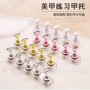 Students Practice Manicure Bench Practice Holder 5 Gold and Silver Rose Gold White Nail Tip Slippers Acrylic Lotus Base