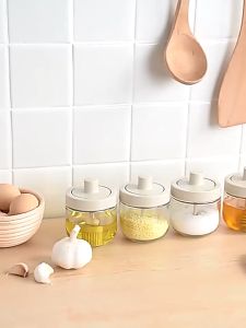 Glass Seasoning Spoon Bottle Oil Pot Oil Bottle Oil Dispenser Condiment Jar Container Spice Jar For Kitchen