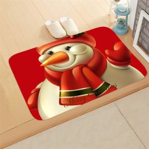 VIKAMA Christmas Door Mat Santa Hat Xmas Print Welcome Rug Non Slip For Entryway Front Door Indoor Outdoor Holiday Home Decor