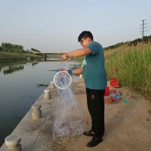Saltwater American Fishing Cast Net with Zinc Sinker and Waterproof Bucket 3/4/5/6/7/8/9/10Ft Radius Throw Fishing Net Bait Trap