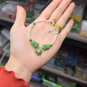 Q1692 Lắc bạc 2 tỳ hưu túi tiền Ngọc Bích Canada treo móc bạc 925 không kén mệnh - Phong Thuỷ TUDO