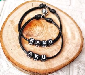 GELANG MAGNET COUPLE CUSTOM NAMA HARGA SEPASANG/2 GELANG | GELANG TALI MAGNETIC BRACELET