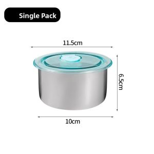 Silver 304 Stainless Steel Microwave Safe Lunch Box ness Preservation Container Sealed Storage Refrigeration Container