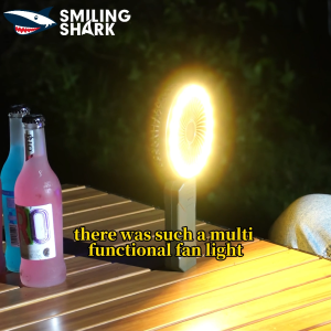 Nụ Cười Cá Mập tản nhiệt Fan Với Đèn pin Led 7mode ánh sáng ấm áp 90 ° loại gấp Có Thể Sạc Lại với móc Không Thấm Nước Ngoài Trời Mùa Hè tản nhiệt Fs131