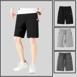 Mens Casual Sports Shorts Summer Elastic Waist Drawstring Sweat Shorts