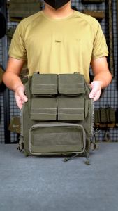 IDOGEAR Tactical Pouch Zip on Panel YKK Zipper with Mag Pouch for AVS JPC2.0 CPC Vest Nylon Zip-on Panel Hiking Tactical Hydration Backpack 3573