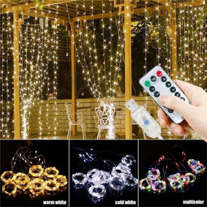 USB LED Curtain Light String Xmas Garland Lamp Tree Bedroom New Year Party Decor Navidad Noel 2025 Christmas Home Decorations