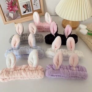 Băng đô rửa mặt bờm cài tóc turban dễ thương tai thỏ mèo tuần lộc gấu vải nhung nơ cho nam nữ FX56
