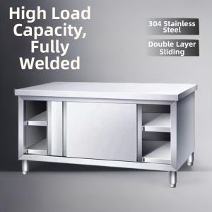 Stainless Steel Dual Sliding Door Kitchen Workstation