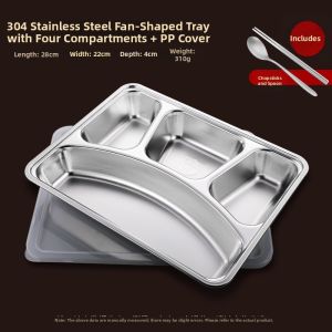 BAICHANG | Deepened Segmented Stainless Steel Tray With Cover