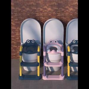 Baby Potty Trainer Seat with Adjustable Ladder Foldable Toilet Seat Kids Child Potty Chair