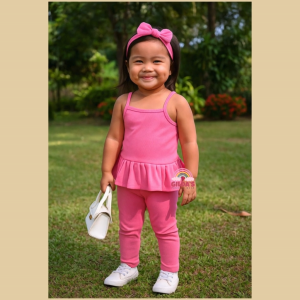 SASSA Kids Coords for Girls Kids Terno for Girls Peplum Top + Leggings Kids OOTD