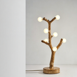 Japandi Style Wooden Branch Table Lamp