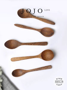 Natural Wooden Spoon Japanese Style No Wax Real Wood Stirring Spoon Kitchen Dining Utensils JOJOS L PD.Ink  Trend