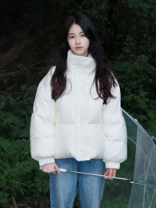 Stylish Short Thickened down Cotton Jacket Womens Fashion Anti-Aging Warm Outerwear Korean Style Loose Fit Long Sleeve Coat