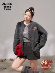 ZHANGDAREN | Bộ Áo Sweater và Quần Short Hàn Quốc Kiểu Dáng Ôm Mới