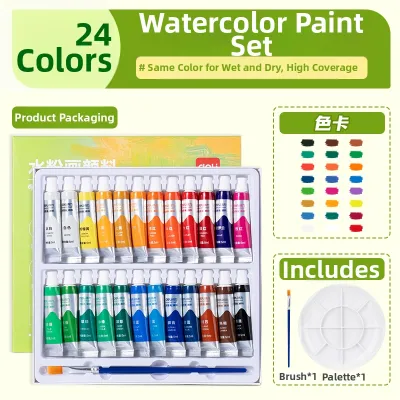 De Li | Water Soluble Washable Beginner-Friendly Watercolor and Gouache Paint Set Tube