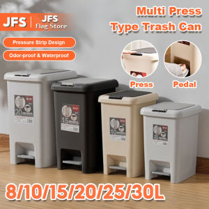 JFS Foot-operated and Hand-operated Double-opening Trash Can Odor-proof Trash Can with Lid Multi-functional Trash Can for Kitchen and Bathroom