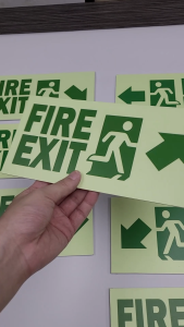 High-Visibility Glow-in-the-Dark Fire Exit Signage Stickers on 3mm Sintra Board