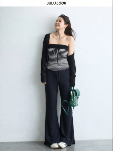 JULULOOK | Bộ Quần Áo Caro Nối Miếng Dây Rút Plus Size