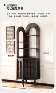 French Vintage Corner Shelf Solid Wood Triangle Cabinet Living Room Decorative Cabinet Integrated against the Wall Storage Rack