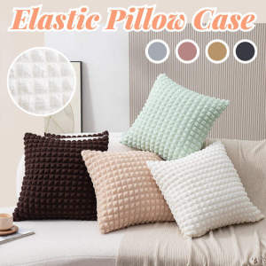 45x45CM Cream Style Pillow Case Elastic Solid Color Puff Plaid Pillow Cover Household Pillowcase