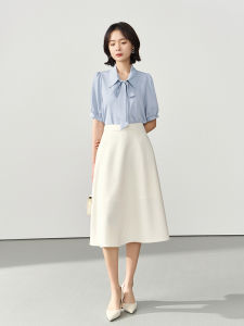 Miss Burde Formal Shirt Professional Interview Dress Women Summer Small Size High Waist Fish Tail Skirt Two Piece Set