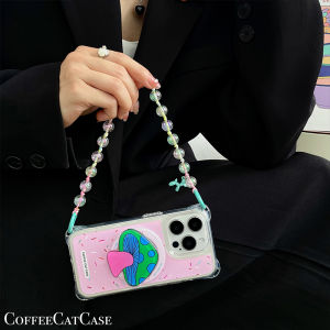 Creative Mushroom Original Flash Color Chain Compatible with Apple 16Pro Phone Case Crossbody Magnetic Absorption Stand 15Promax Wireless Charging Strap Crossbody