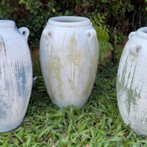 แจกันโอ่งดินเผาทรงไหมีหู 4 หู  ขนาด  28 x 41 cm.