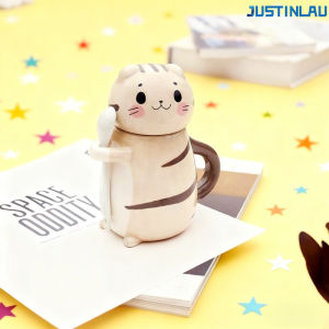 Cat-themed ceramic mug with lid and spoon coffee mug milk mug student water bottle cute cup cups cups and mugs ceramic mug