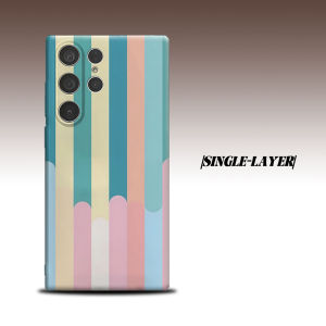 Soft Pastel Vertical Stripe For Samsung Galaxy S26 S25 S24 A56 A36 Dual Layer Luxury Fashion Full Lens Protective Case
