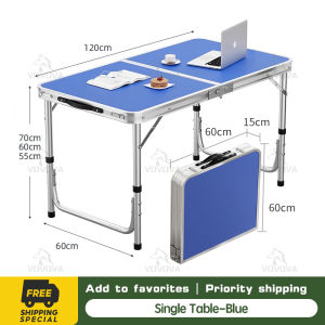 VOVOVA Outdoor Folding Table 4Ft 120*60cm  Thickened Alloy camping table sturdy and durable protable foldable table with chair set