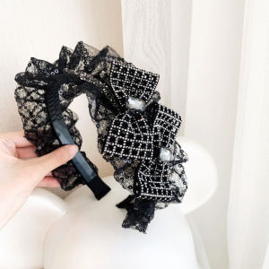 Korean Style Lace Butterfly Knot Hairband Wide Edge Hair Accessories Heightening Forehead Anti-slip Versatile Hair Accessories