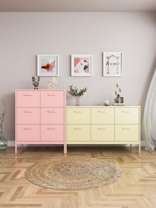Nordic Style Metal Chest of Drawers Storage Side Cabinet Locker Minimalist Modern Bedroom Living Room Storage Cabinet Bedside Table