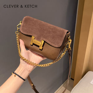 Versatile Chain Link Small Square Bag Womens Retro Crossbody Shoulder Bag Luxury Fashion PU Leather Magnetic Buckle Clutch