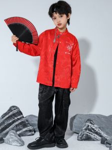 ชุดการแสดงฮิปฮอปสีแดงสำหรับเด็ก ชุดเด็ก ชุดการแสดงกลองแบบฮิปฮอป ชุดแฟชั่น ชุดการแสดง ชุดเด็ก ชุดฮิปฮอปสีแดง ชุดเด็ก