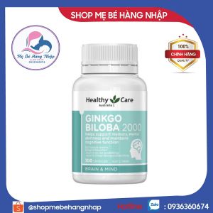 Viên uống Bổ não Healthy Care Ginkgo Biloba 2000mg của Úc 110 viên