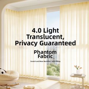 SHELIANKE | Beige Sheer Curtain for Living Room Balcony Bedroom Light Filtering