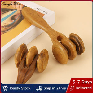 Hengfa Lina High quality wood three rounds of the wheel back leg massage stick wood TuiBei push abdomen body massager
